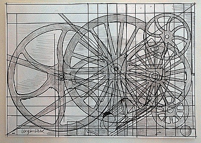 2001 - Raederrelief - TuscheBleistift - 44x62,5cm